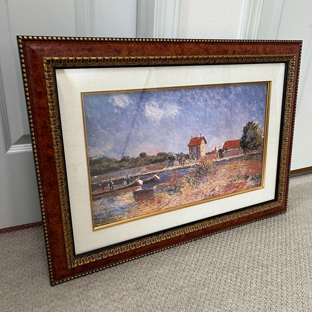 アルフレッド・シスレー　「サン・マメスのロワン河畔」　複製画　油彩画　風景画