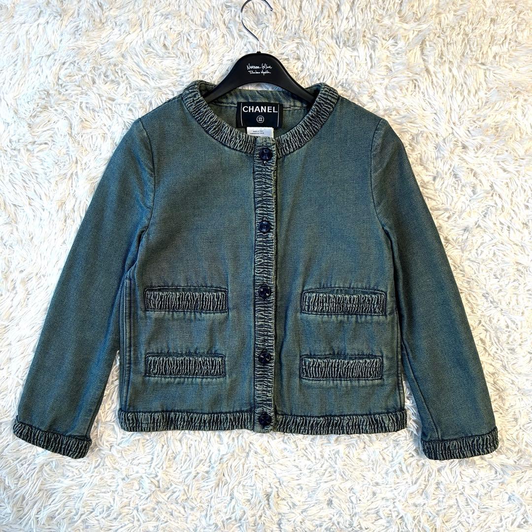 CHANEL シャネル デニムジャケット ココマーク シャーリング加工 長袖