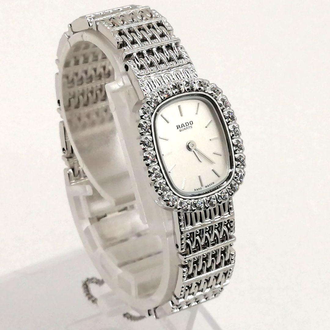 稼働✨ 新品電池　RADO　レディース 腕時計　ストーン　高級感　美品　シルバー