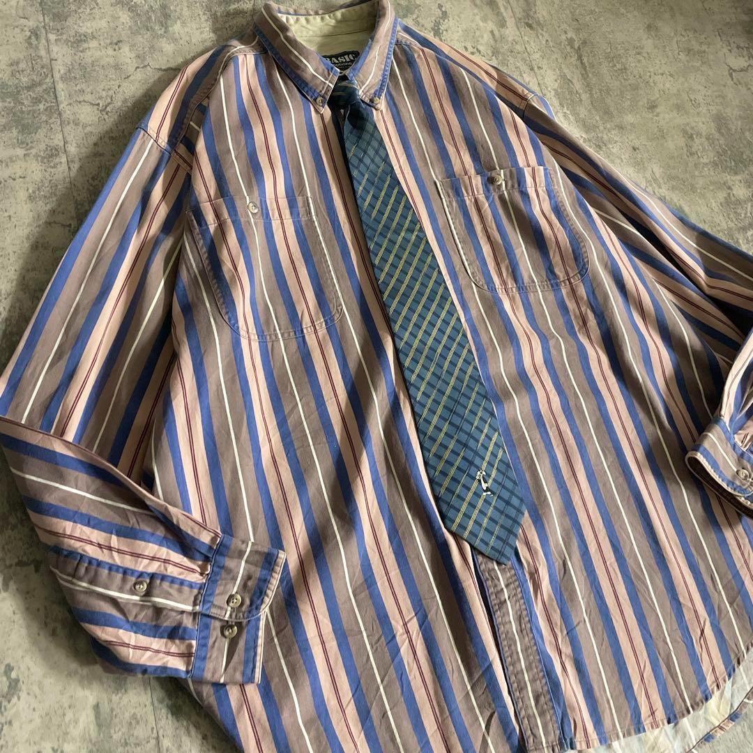 海外 c-boy 90's 太ストライプ BDシャツ BURBERRYスラックス