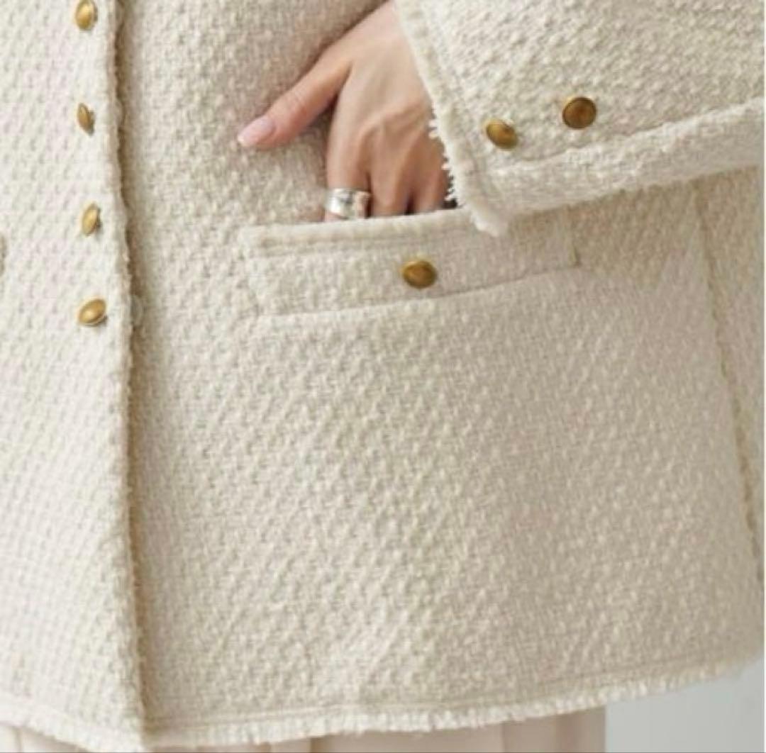 PUAL CE CIN （ピュアルセシン）リング ツイード ノーカラージャケット