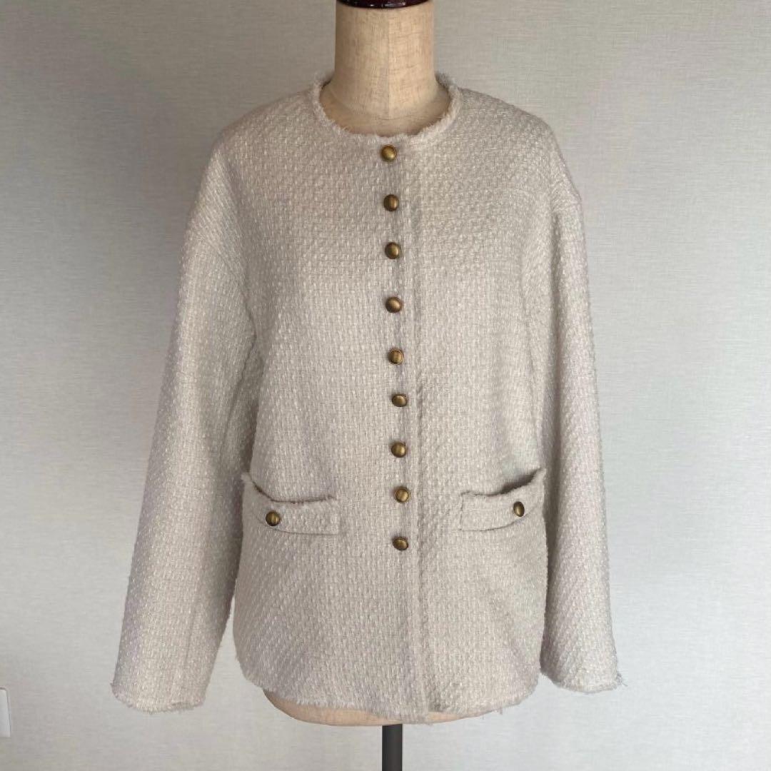 PUAL CE CIN （ピュアルセシン）リング ツイード ノーカラージャケット