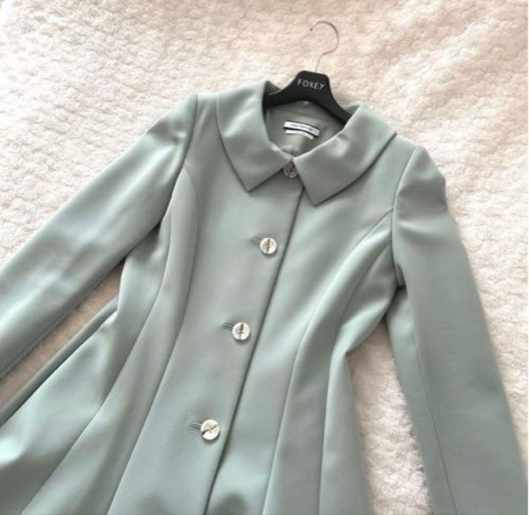 【新品美品】FOXEY ミントグリーン トレンチコート