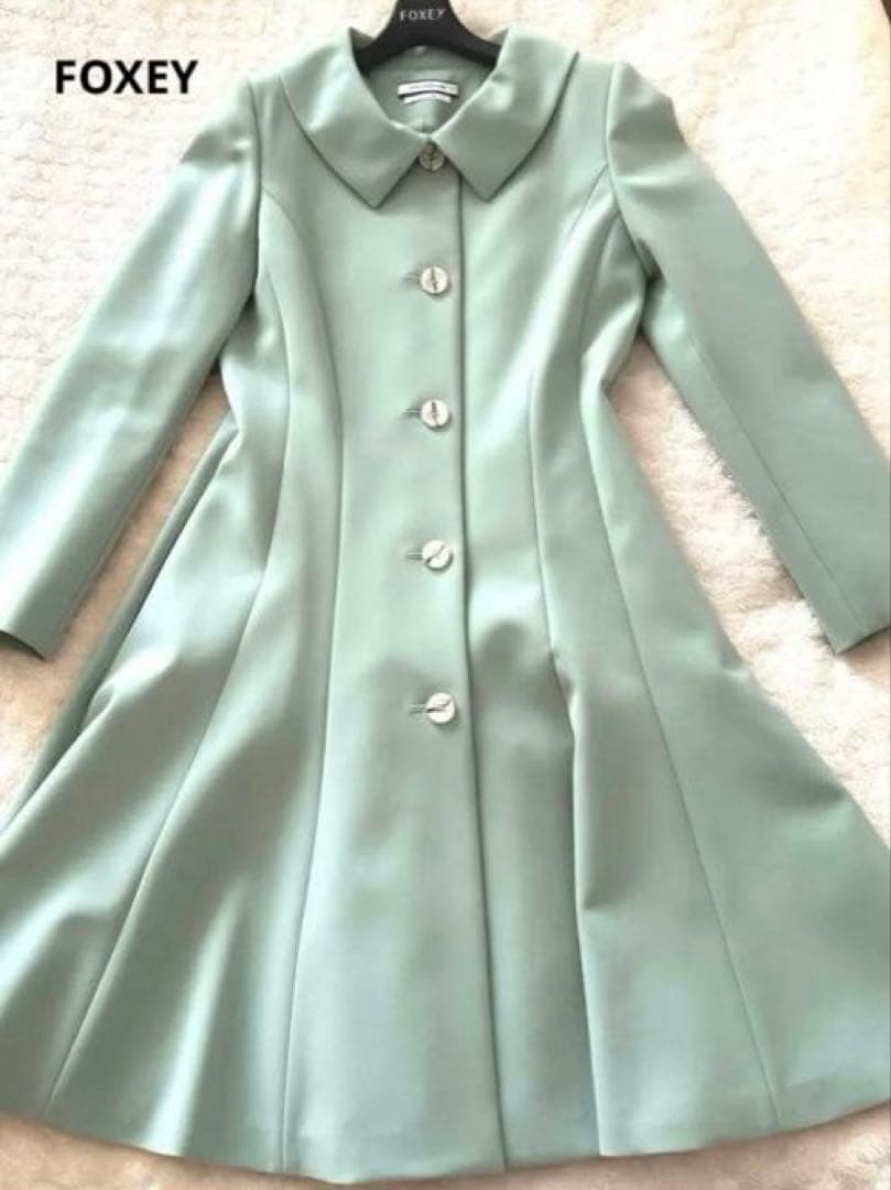【新品美品】FOXEY ミントグリーン トレンチコート