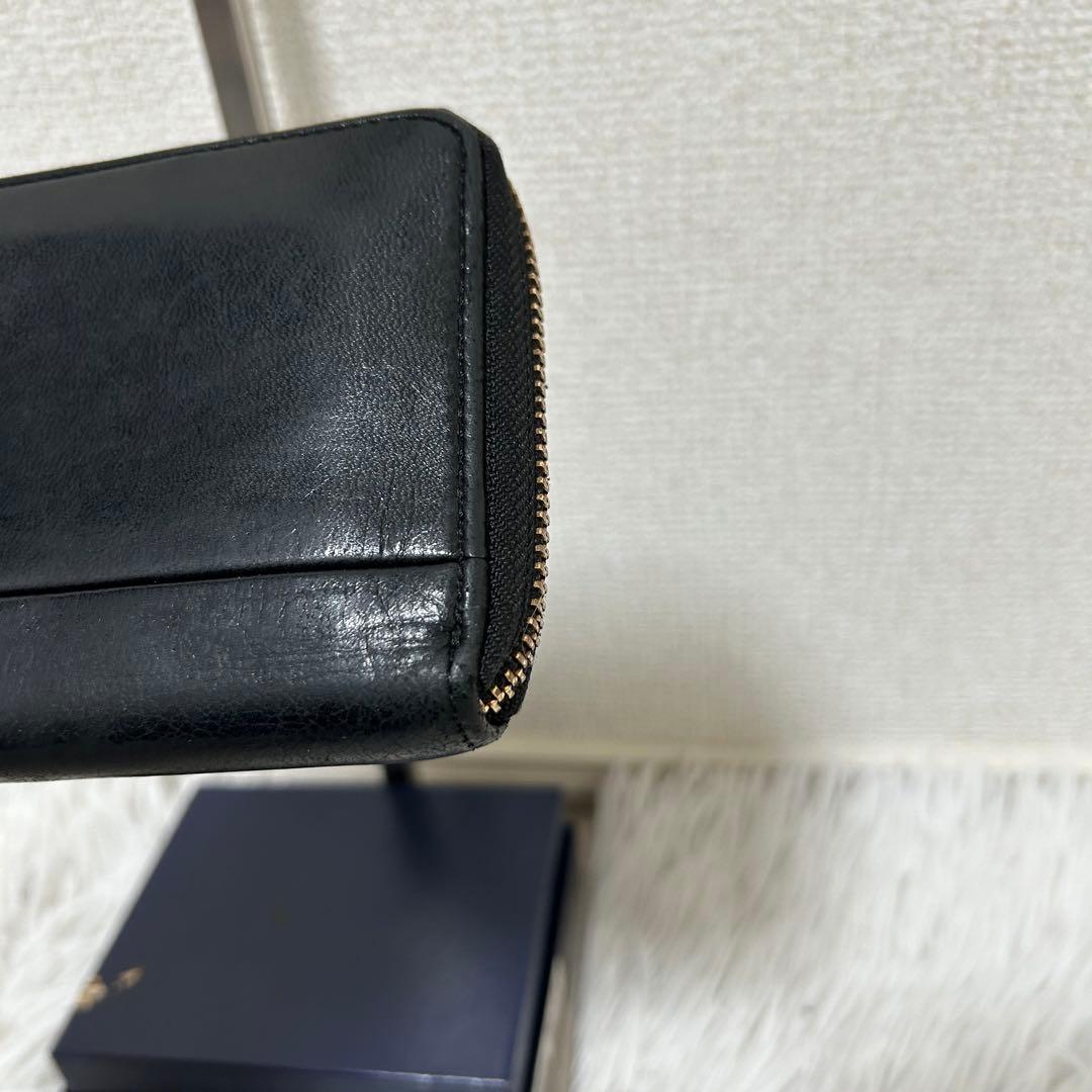 【美品✨ワイズ/レザー】ポーター　ラウンドジップ　折り財布　ブラック　コンパクト