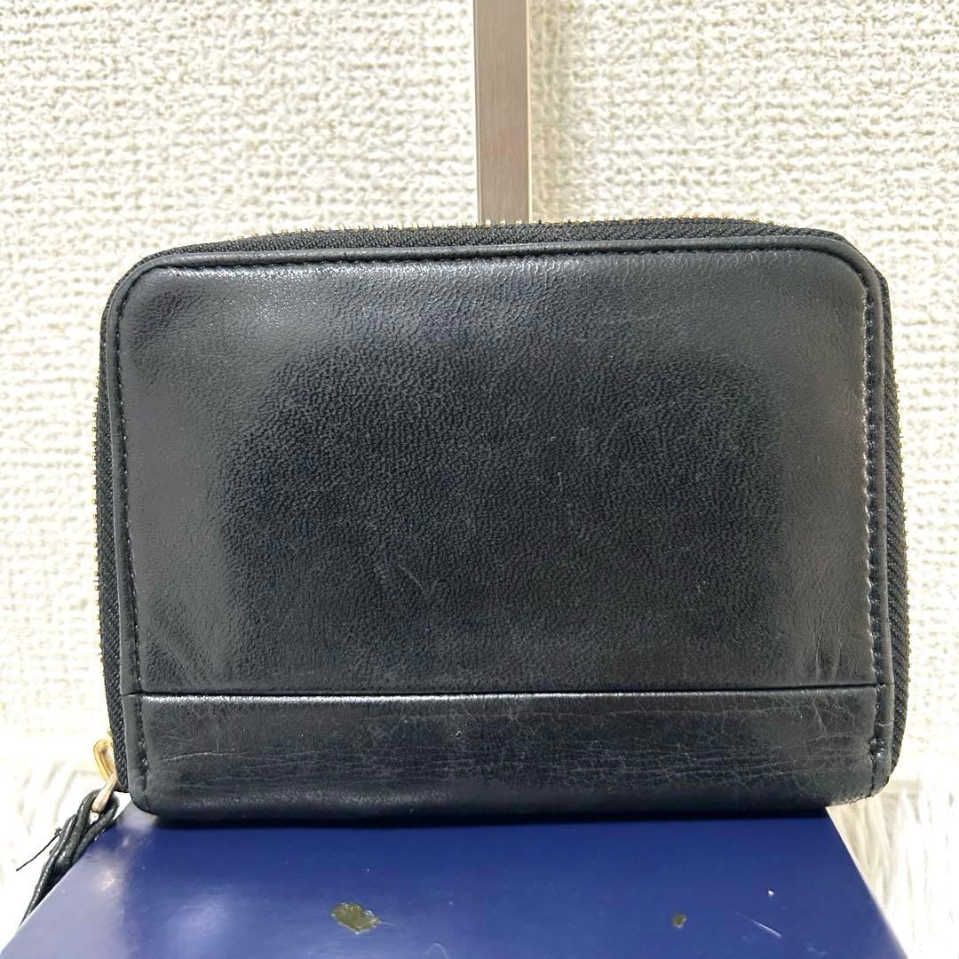 【美品✨ワイズ/レザー】ポーター　ラウンドジップ　折り財布　ブラック　コンパクト