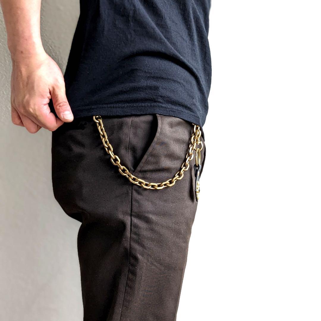 ウォレットチェーン スタッズキーリングセットブラス37cm