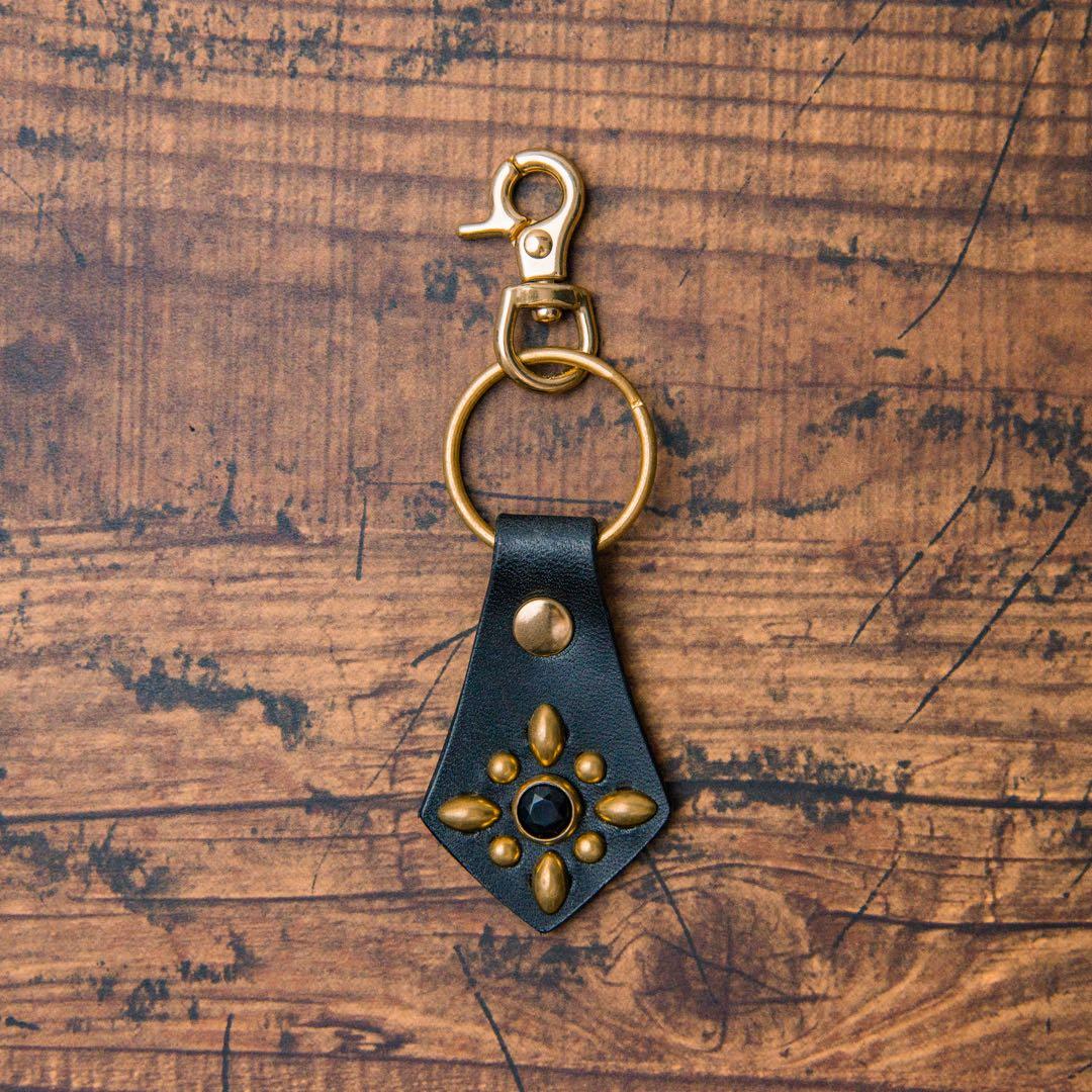 ウォレットチェーン スタッズキーリングセットブラス37cm