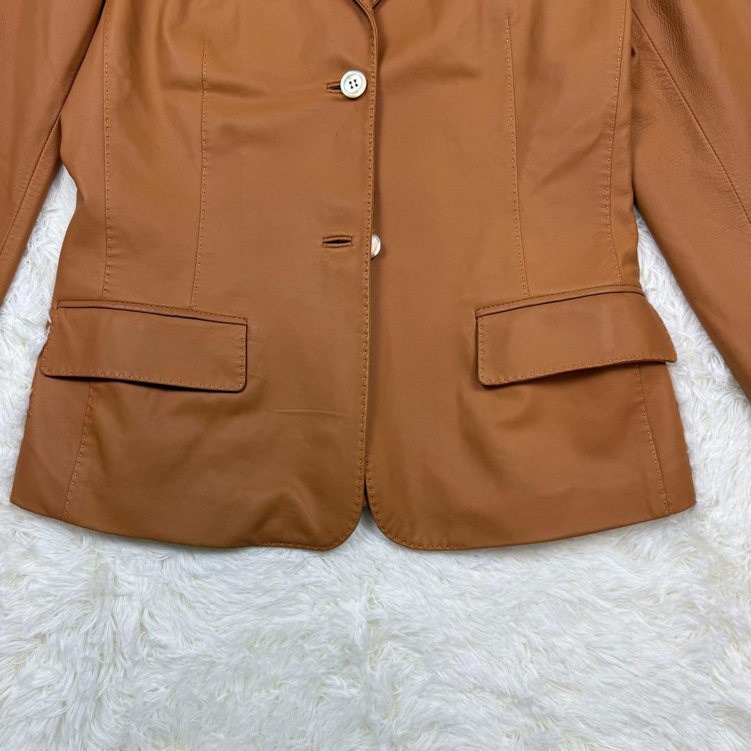 希少サイズ極美品 アニオナ テーラードジャケット レザー キャメル 42 L