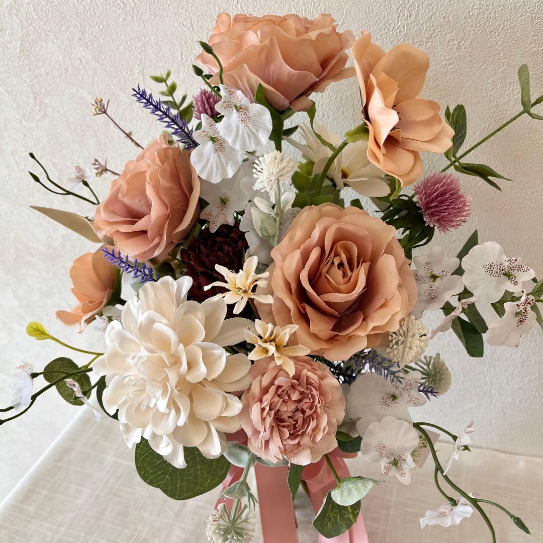 ウェディングブーケとブートニアのセット♡ローズブーケ♡ダリアブーケ♡前撮り♡挙式