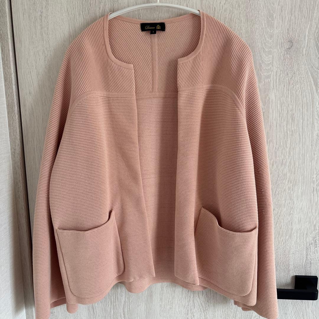 【美品】ドゥロワー　12Gクルーネックニットジャケット　ピンク