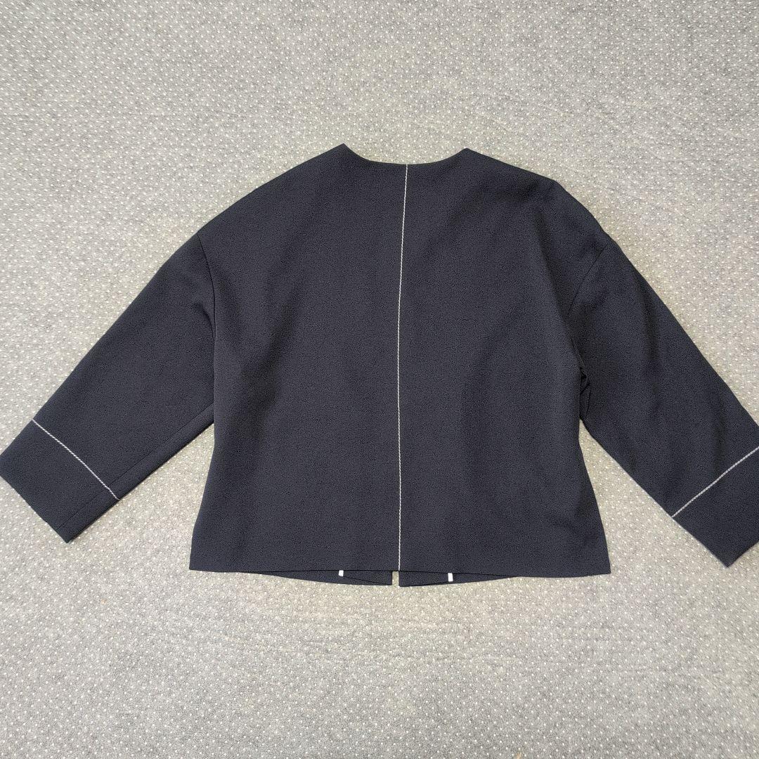 ADORE アドーア ノーカラージャケット ステッチ ネイビー 38 美品