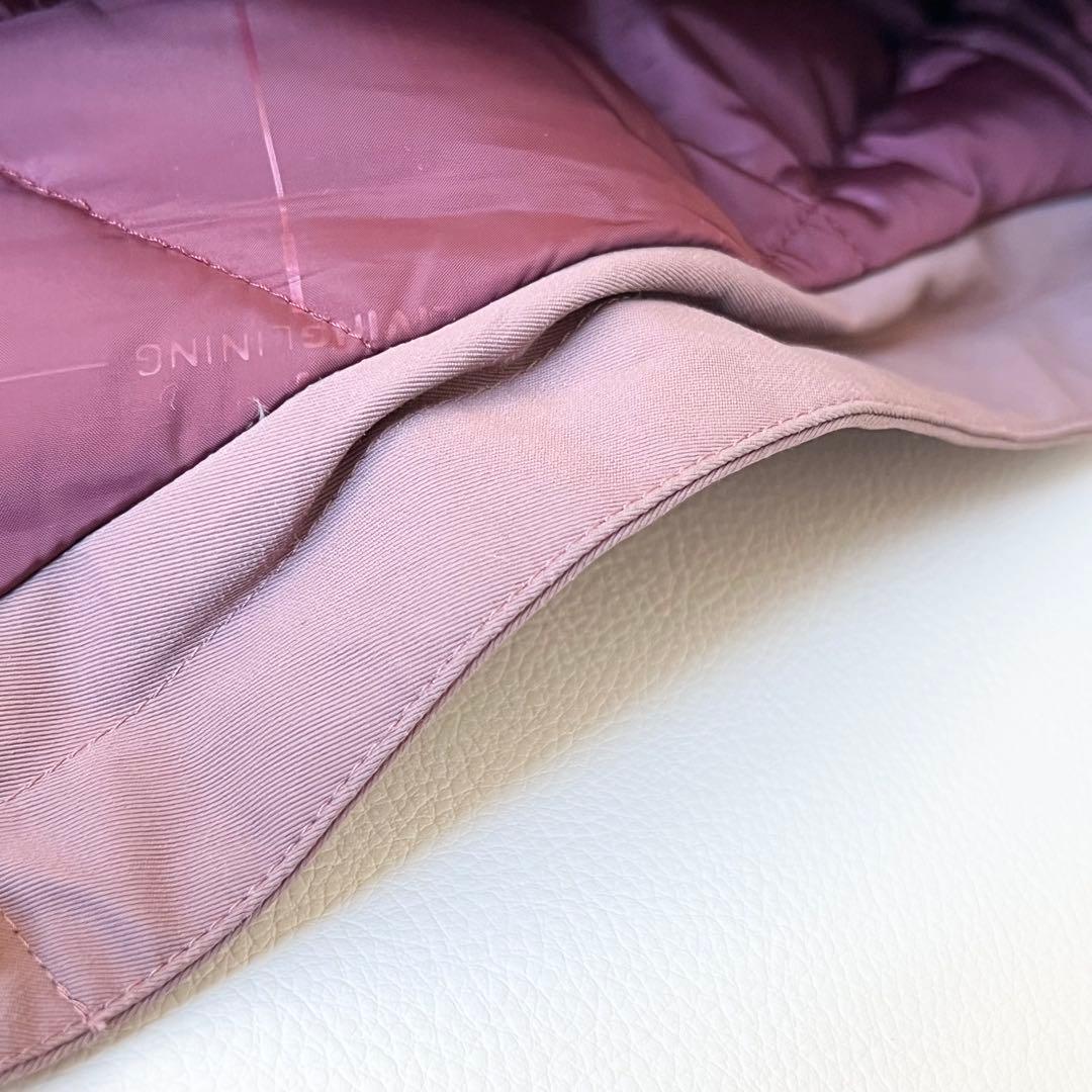 3207【美品】バートン　ジャケット 無地 ファー付き　中綿入り　ピンク　XS