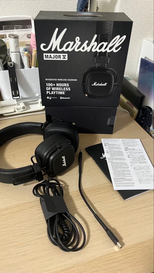 Marshall Major V ブラックワイヤレスヘッドホン