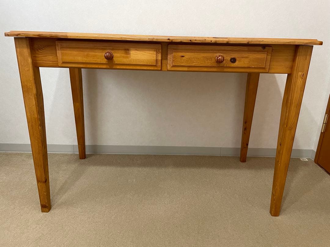 木製デスク（パイン材）　引き出し付き