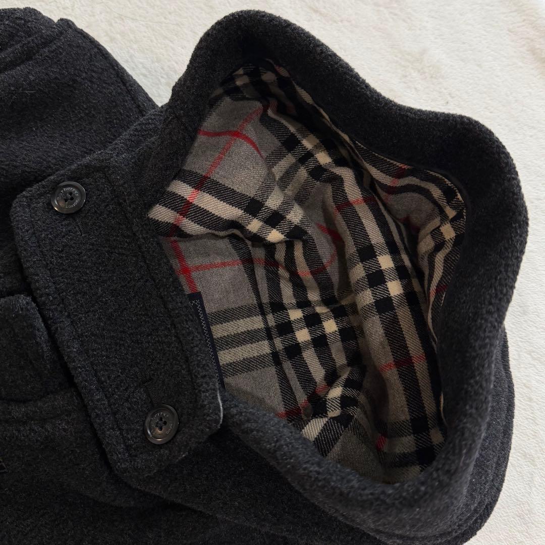 バーバリーズ　ダッフルコート　ロング丈　ノバチェック　ダークグレー　日本製　L