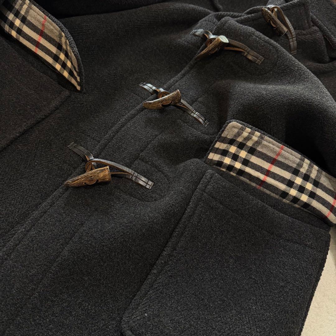 バーバリーズ　ダッフルコート　ロング丈　ノバチェック　ダークグレー　日本製　L