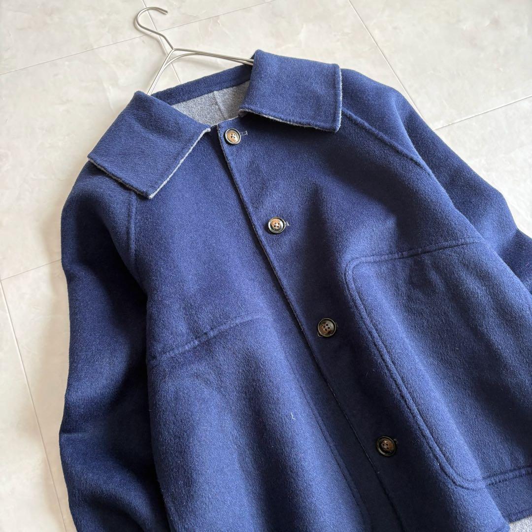 美品✨ nop de nod リバーシブルウールショートコート 紺×グレー M