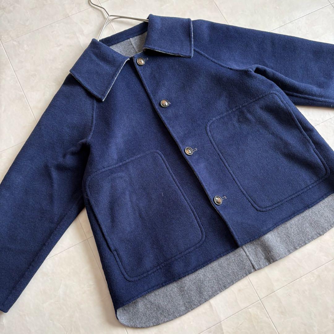 美品✨ nop de nod リバーシブルウールショートコート 紺×グレー M