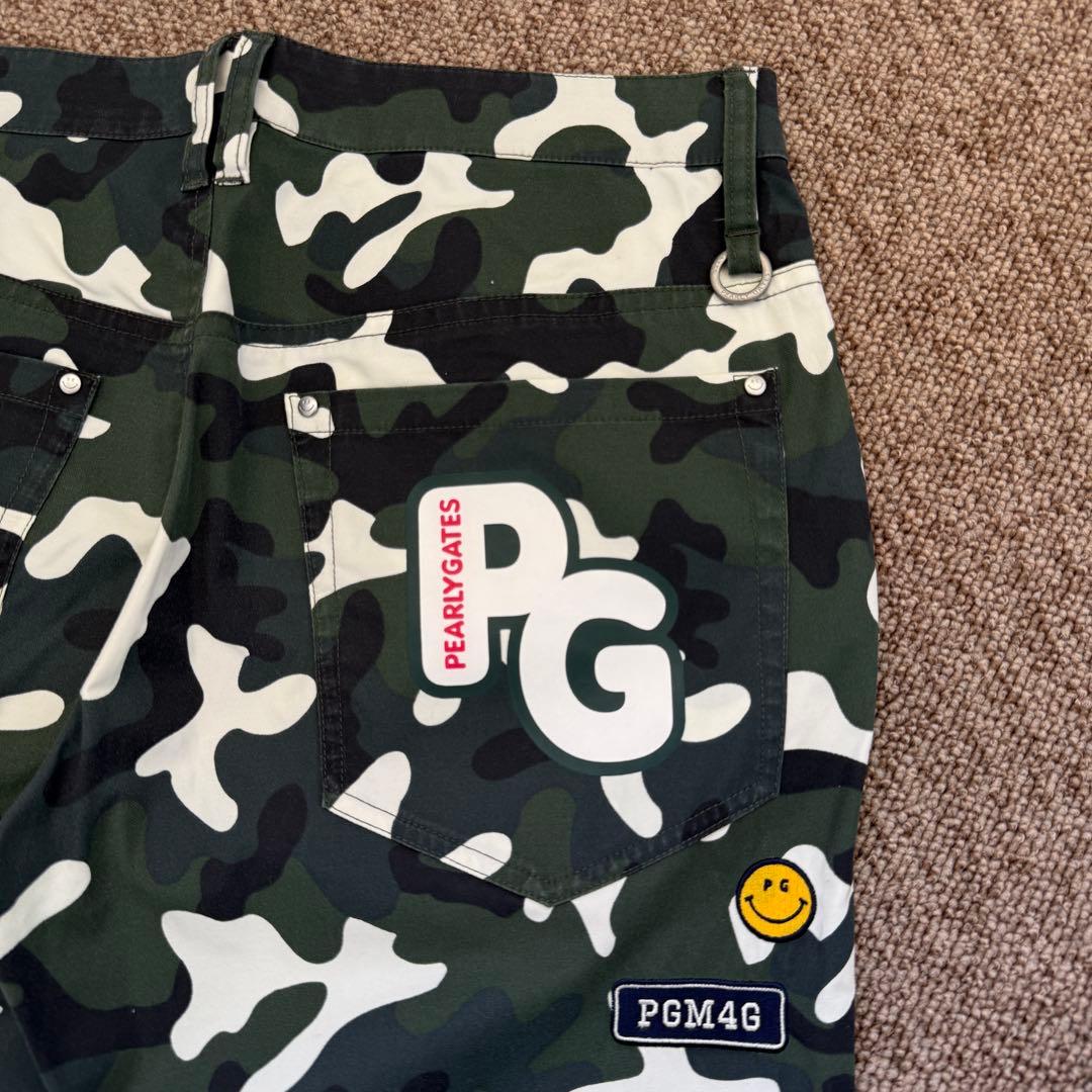 極美品　パーリーゲイツ　パンツ　迷彩　カモ柄　M〜L相当　アーミー　4 白　黒