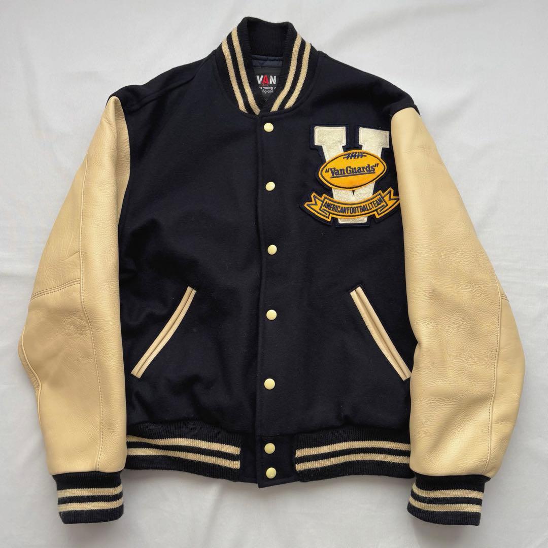 専用VAN JACKET ヴァンヂャケット ワッペン付き 袖レザー スタジャン