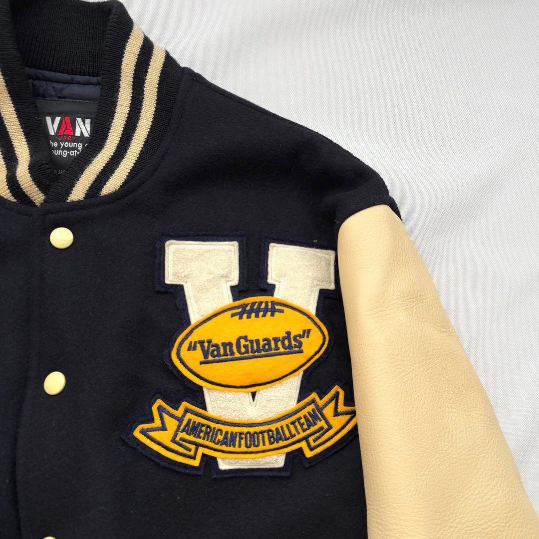 専用VAN JACKET ヴァンヂャケット ワッペン付き 袖レザー スタジャン