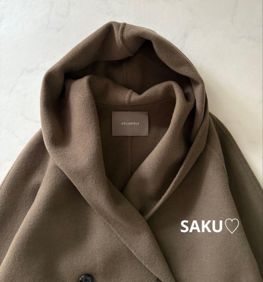 定価61600円 HELIOPOLE ウールダブルフェイスフーデットコート 38