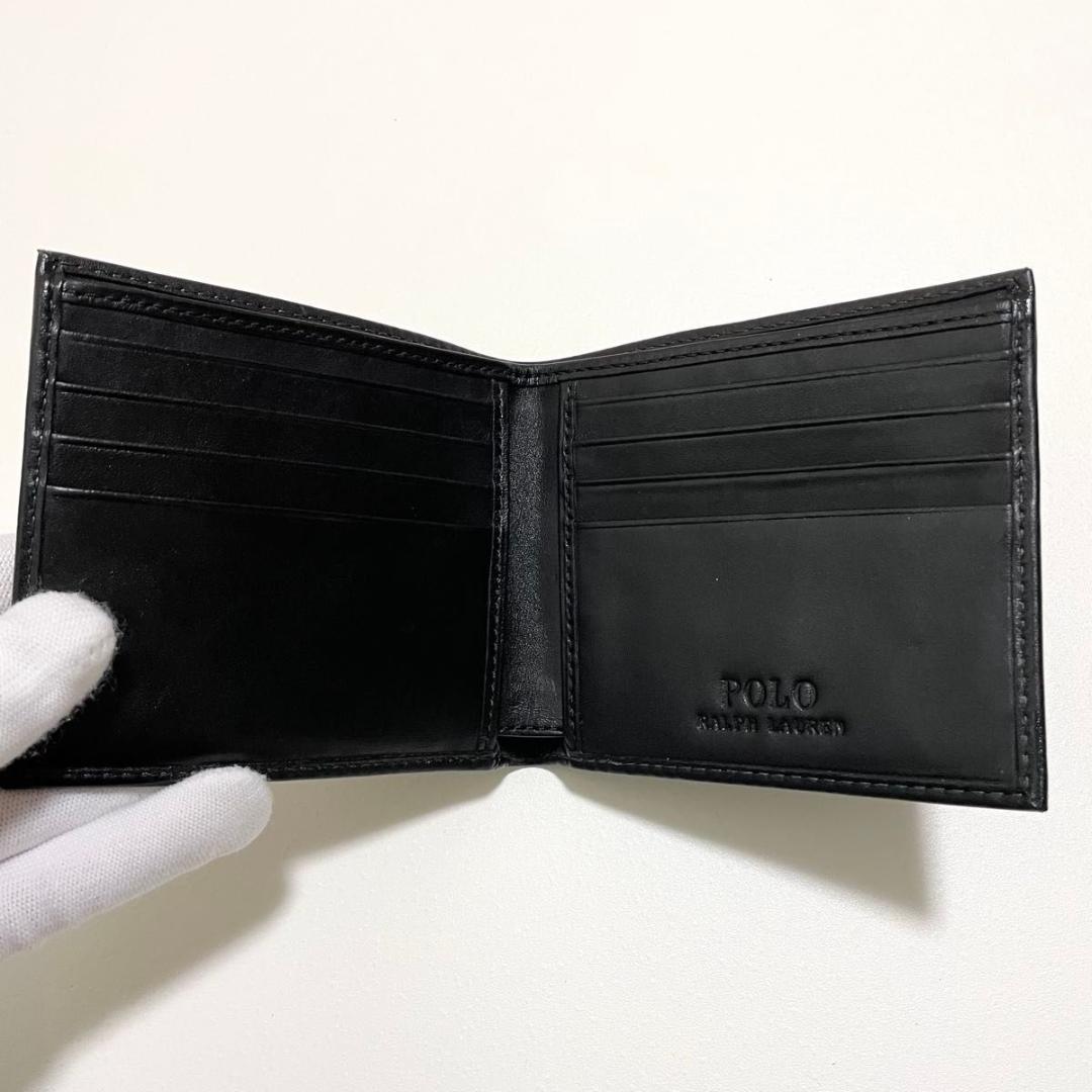 ポロラルフローレン 折り財布 二つ折り ウォレット ポロベア 熊 黒 ブラック