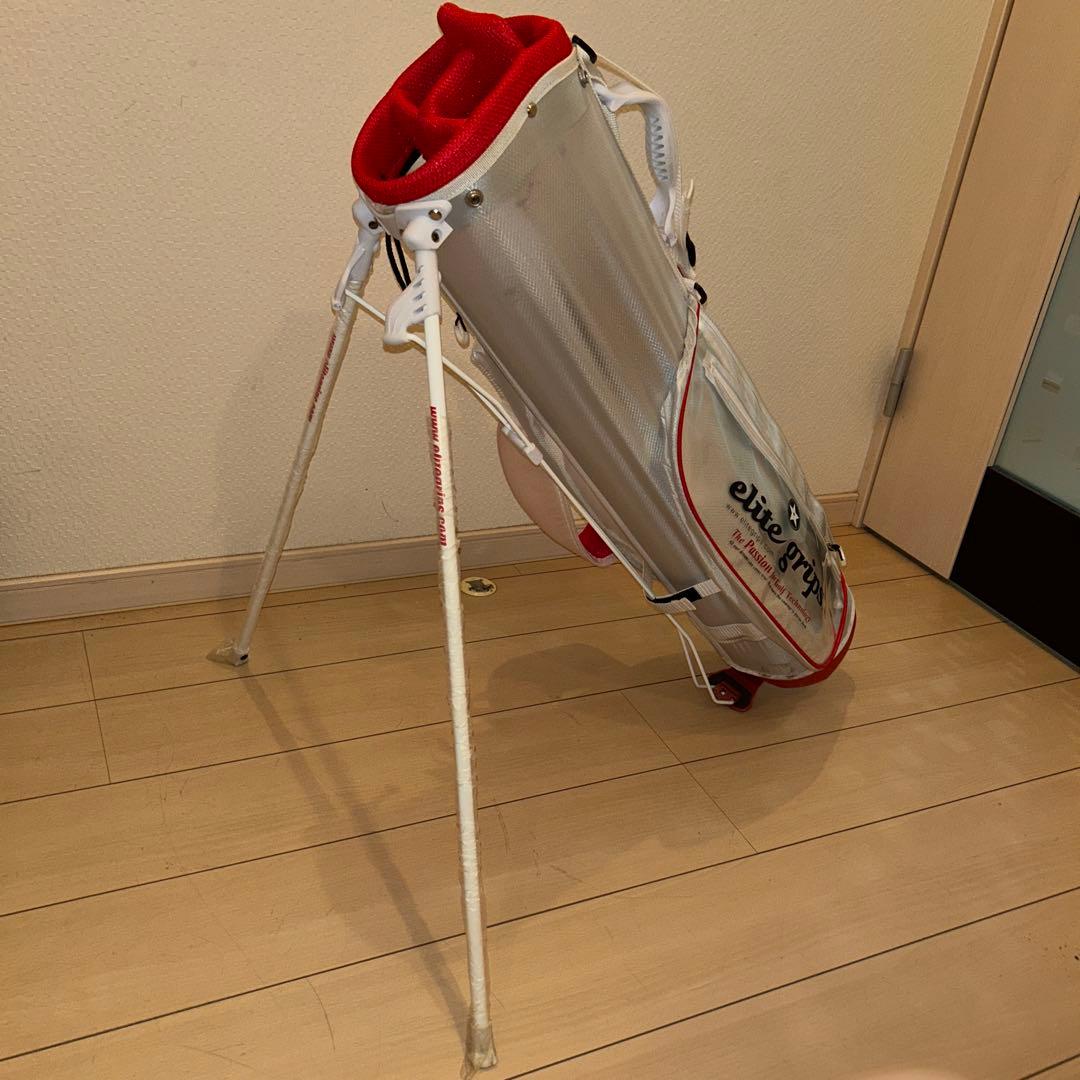 kz エリートグリップキャディバッグ白\赤　スタンド式