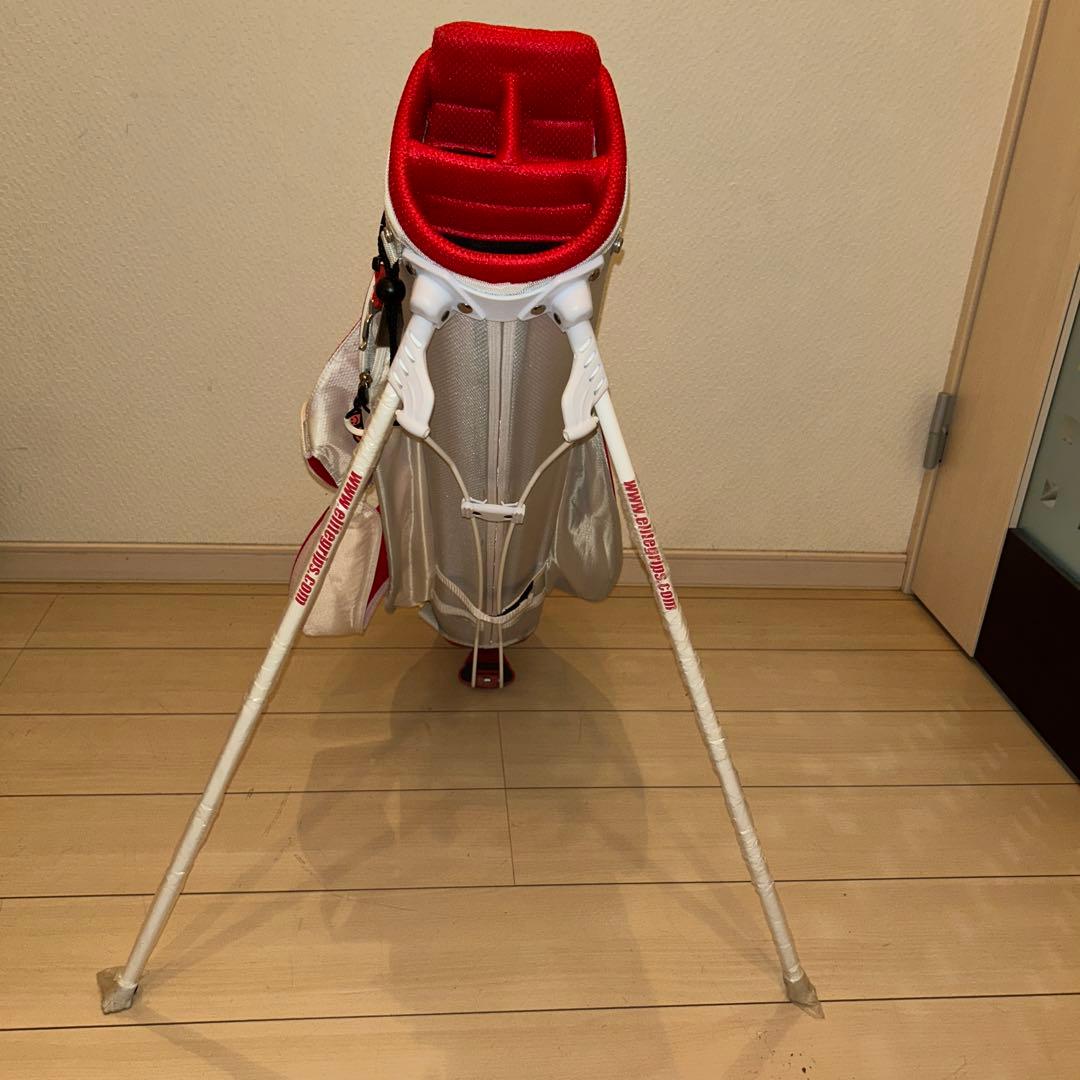 kz エリートグリップキャディバッグ白\赤　スタンド式