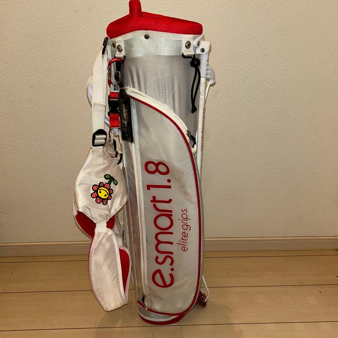 kz エリートグリップキャディバッグ白\赤　スタンド式