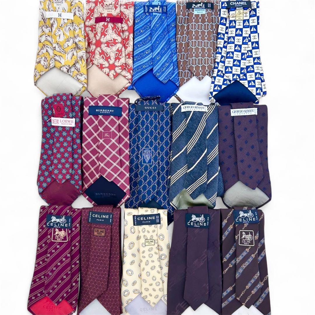 ハイブランド ネクタイ 15点 シャネル エルメス グッチ セリーヌ アルマーニ
