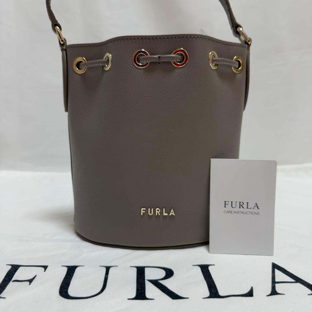 【新品同様/保存袋付】フルラ クリオ 巾着 2way ショルダーバッグ レザー