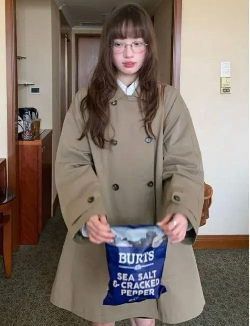 lumiyumi 大人可愛い ミドル丈 丸襟 トレンチコート