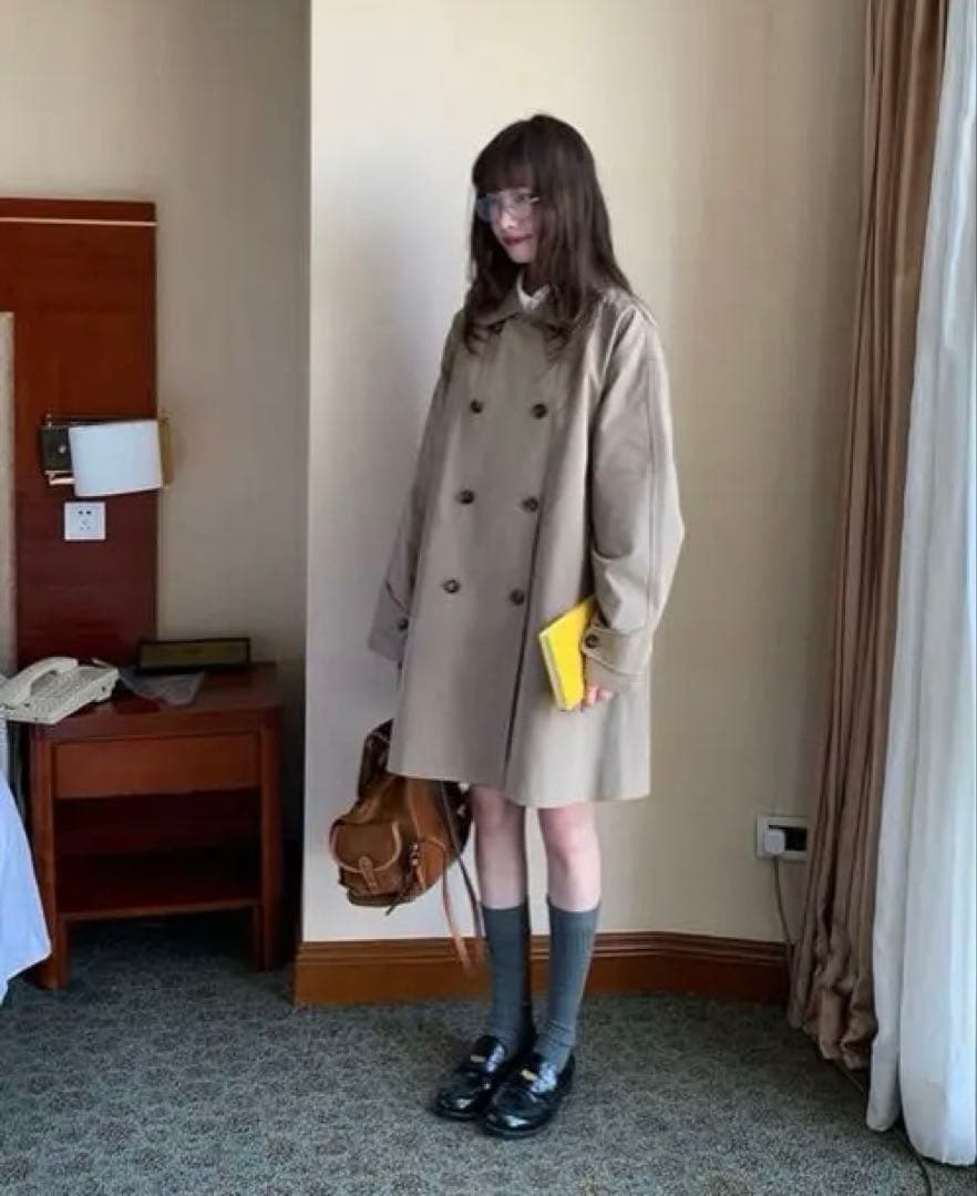 lumiyumi 大人可愛い ミドル丈 丸襟 トレンチコート