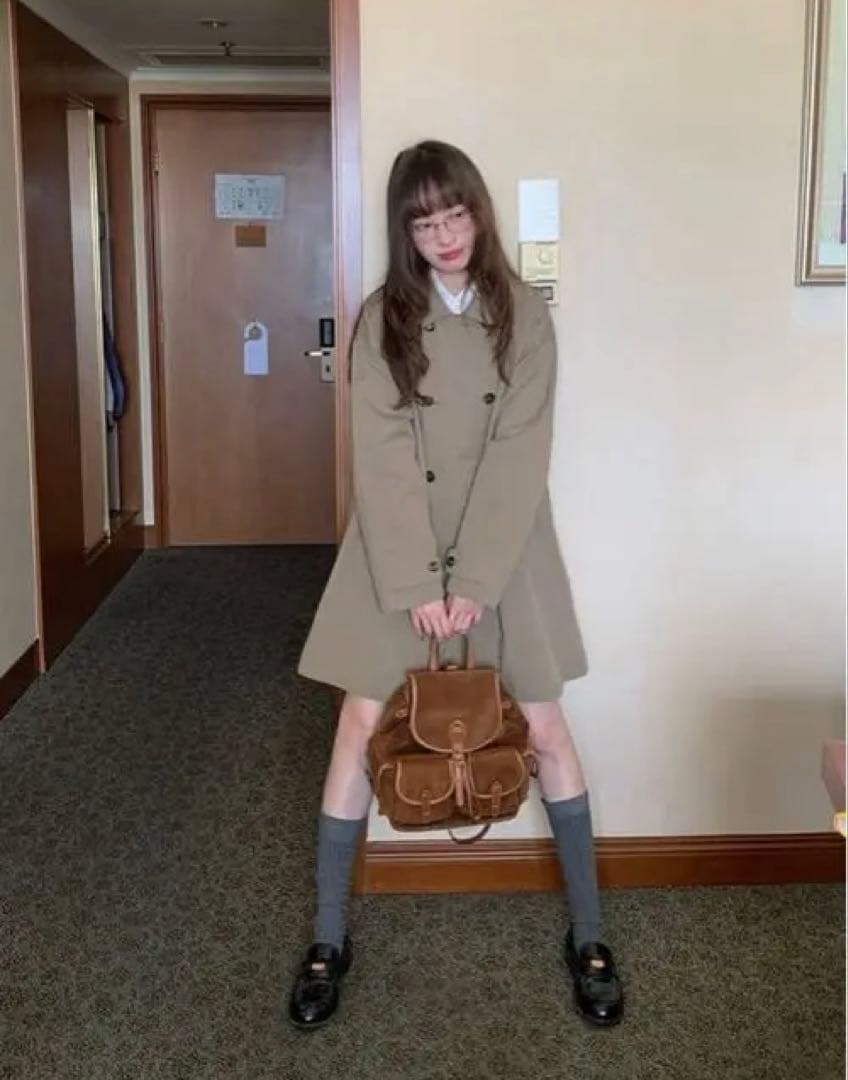 lumiyumi 大人可愛い ミドル丈 丸襟 トレンチコート