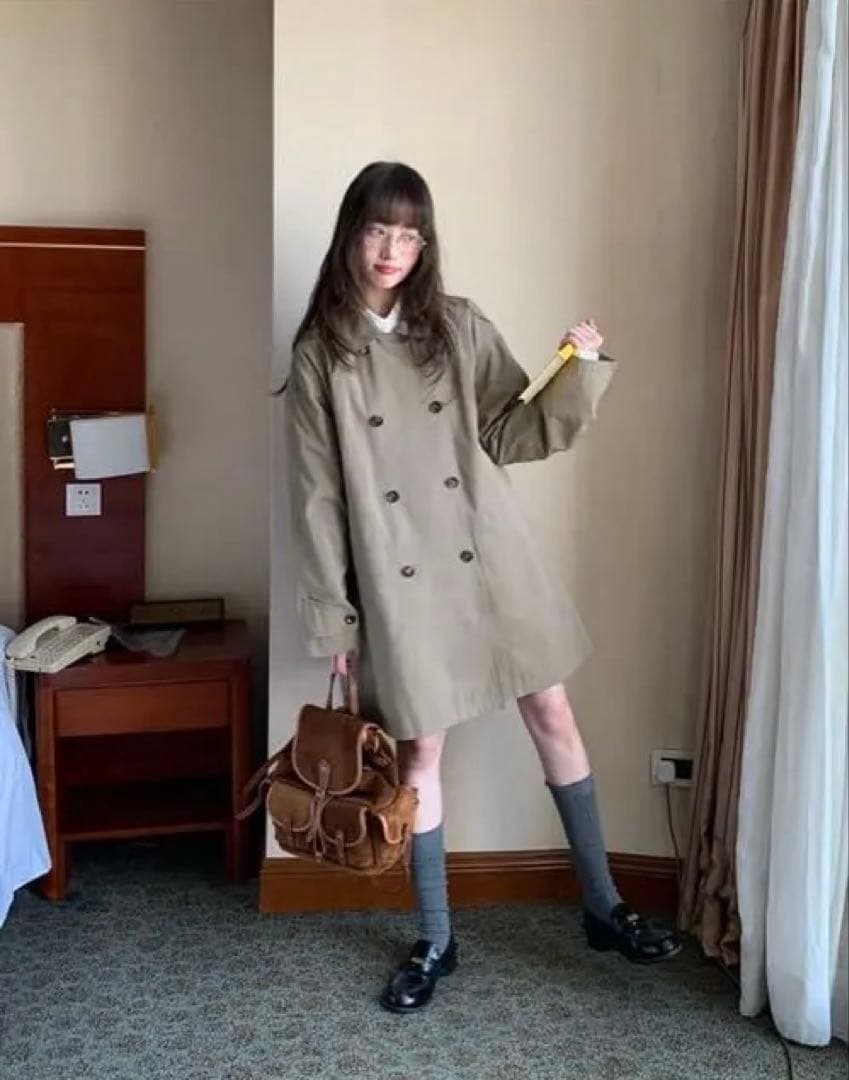 lumiyumi 大人可愛い ミドル丈 丸襟 トレンチコート