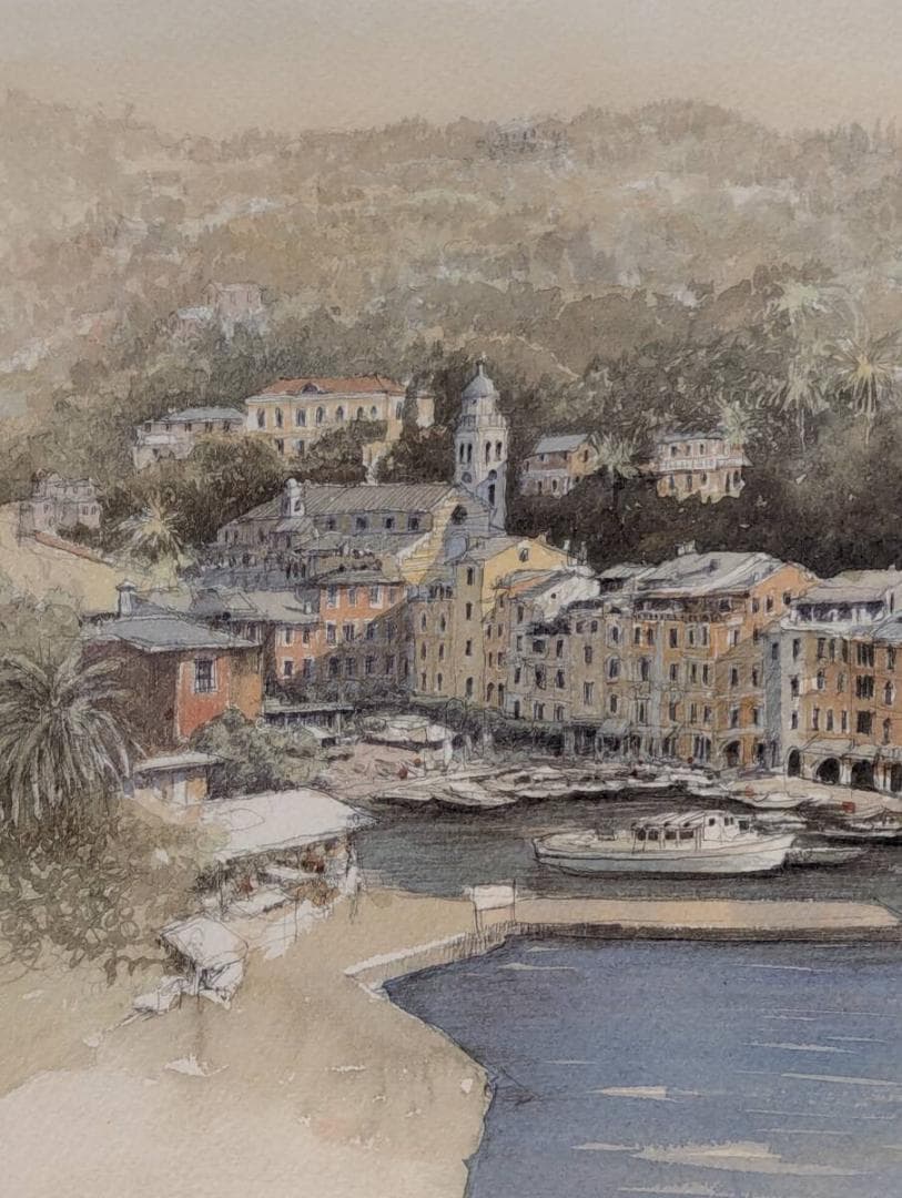 【真作】版画　織田義郎　リトグラフ　ポルトフィーノ　人気画家　名品　T164