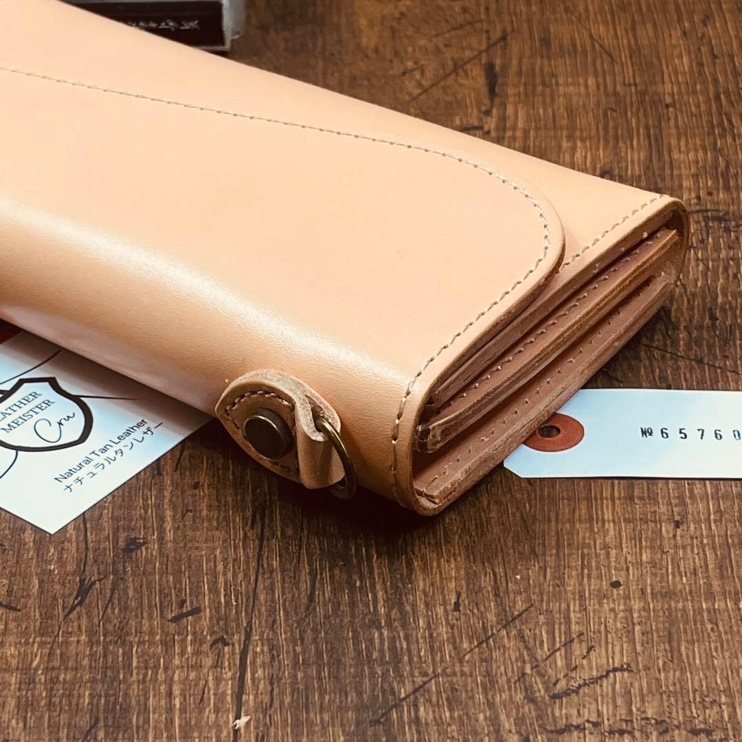 メンズ財布 長財布 本革 ラウンドファスナー ヌメ革 手縫い ロングウォレット