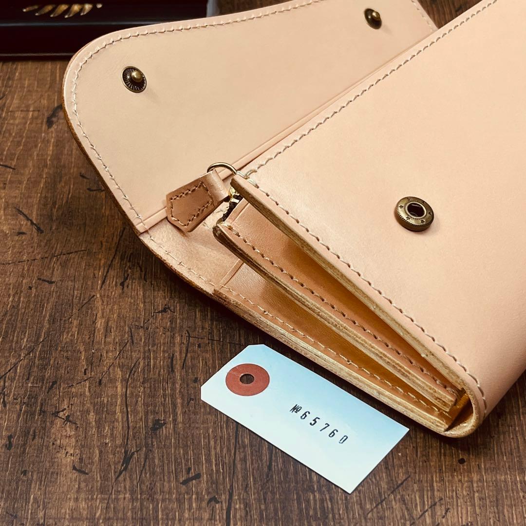 メンズ財布 長財布 本革 ラウンドファスナー ヌメ革 手縫い ロングウォレット