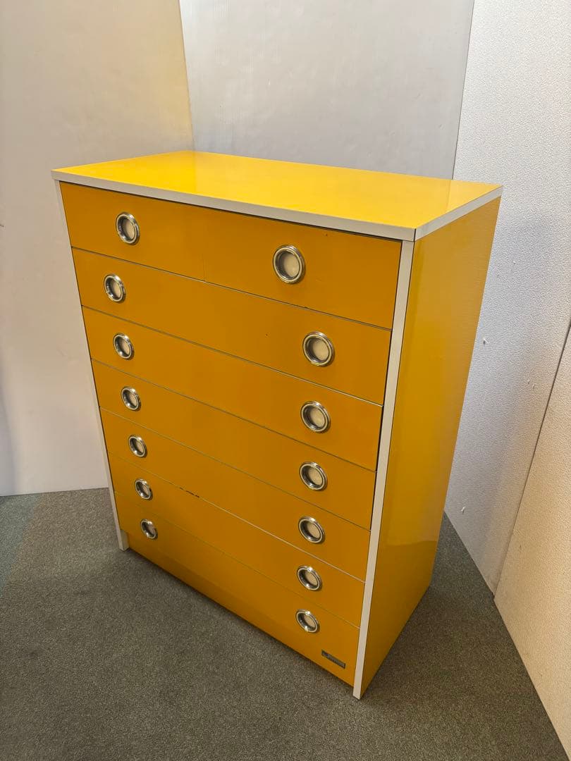 昭和レトロポップ家具　当時物　ヴィンテージチェスト　整理タンス　カラフルタンス