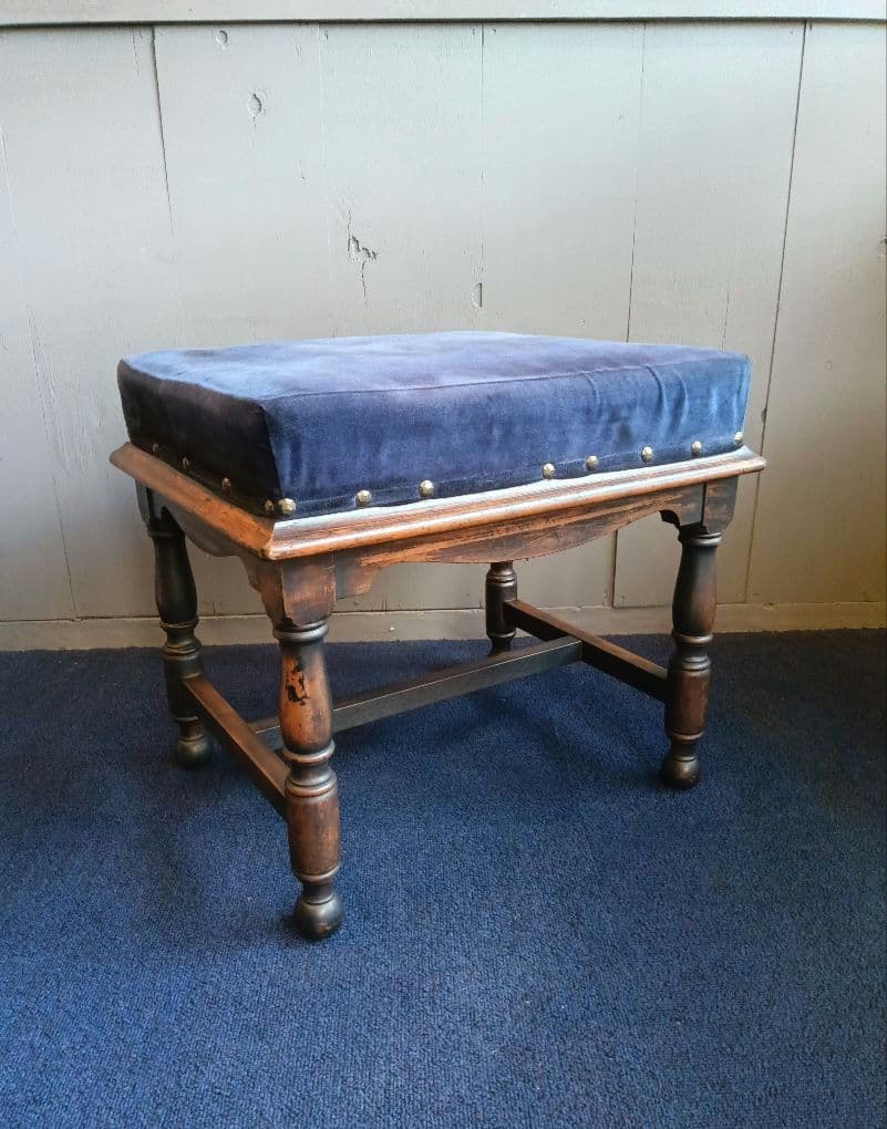 木製クラシックスツール ネイビー　ヴィンテージ　レトロ