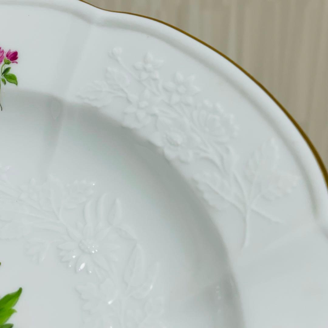 未使用 Missen マイセン 花文 フラワー レリーフ 皿 プレート 20cm