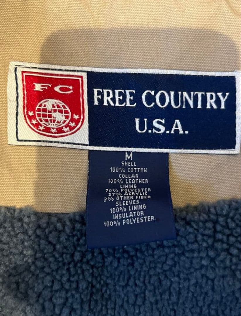 90s free country usa hunting jacket 襟レザー