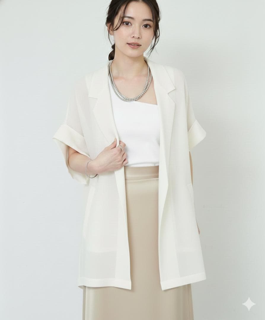 【美品／2025年5月発売】SHENERY フレンチスリーブメッシュジャケット