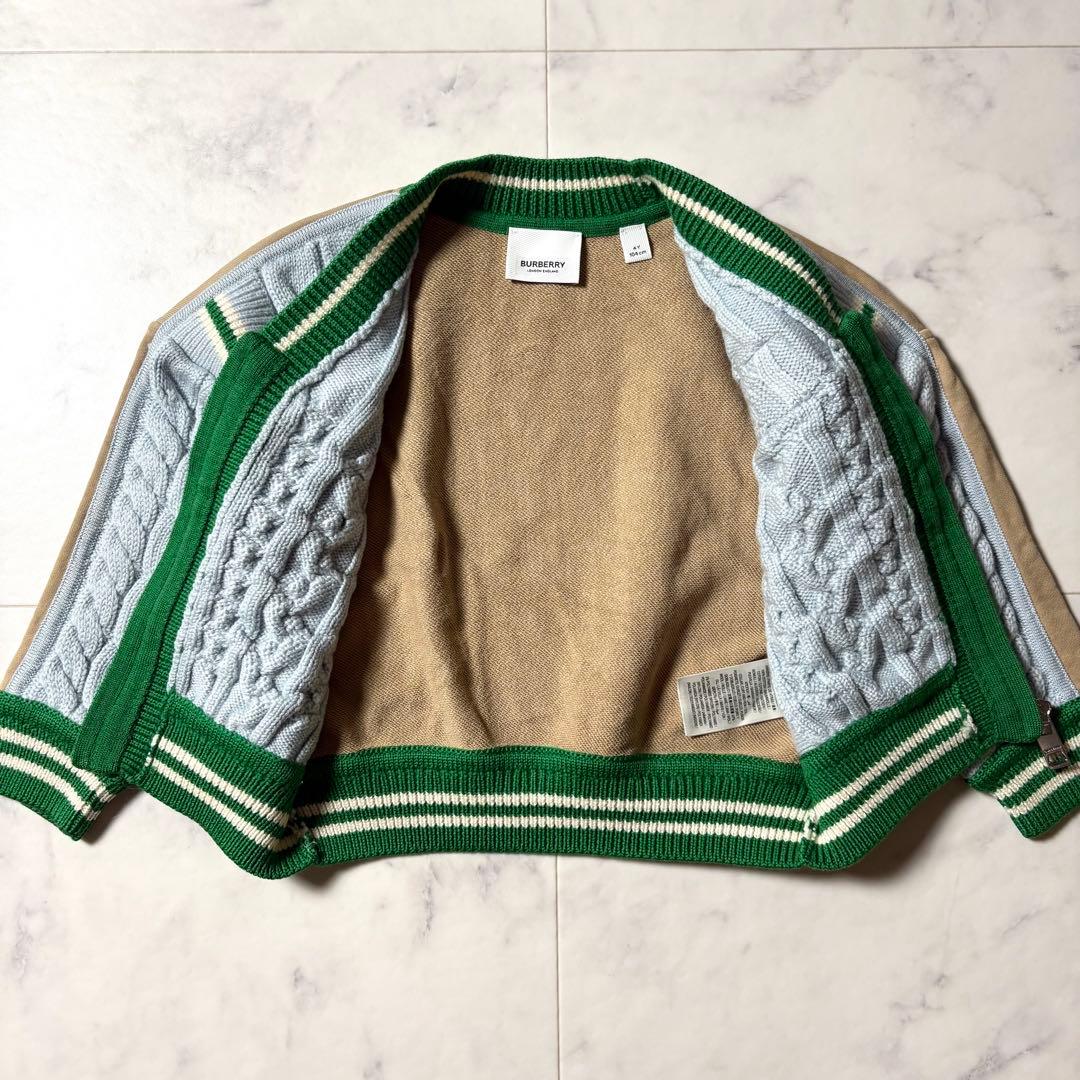 【美品】現行 バーバリー ラバーロゴ ケーブル ニット ジャケット 104cm