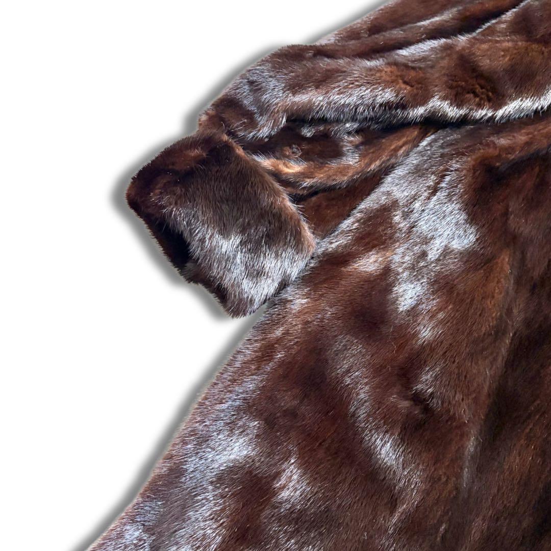 【着丈114cm/裾幅180cm】ダークミンク リアルファーコート 本毛皮 艶◎