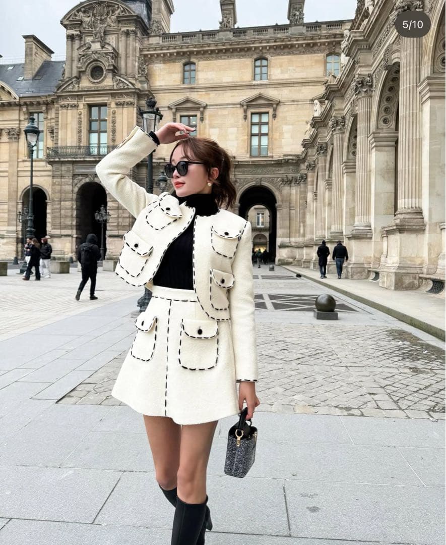 八尋 　shellerシェリエ stitch tweed culottes