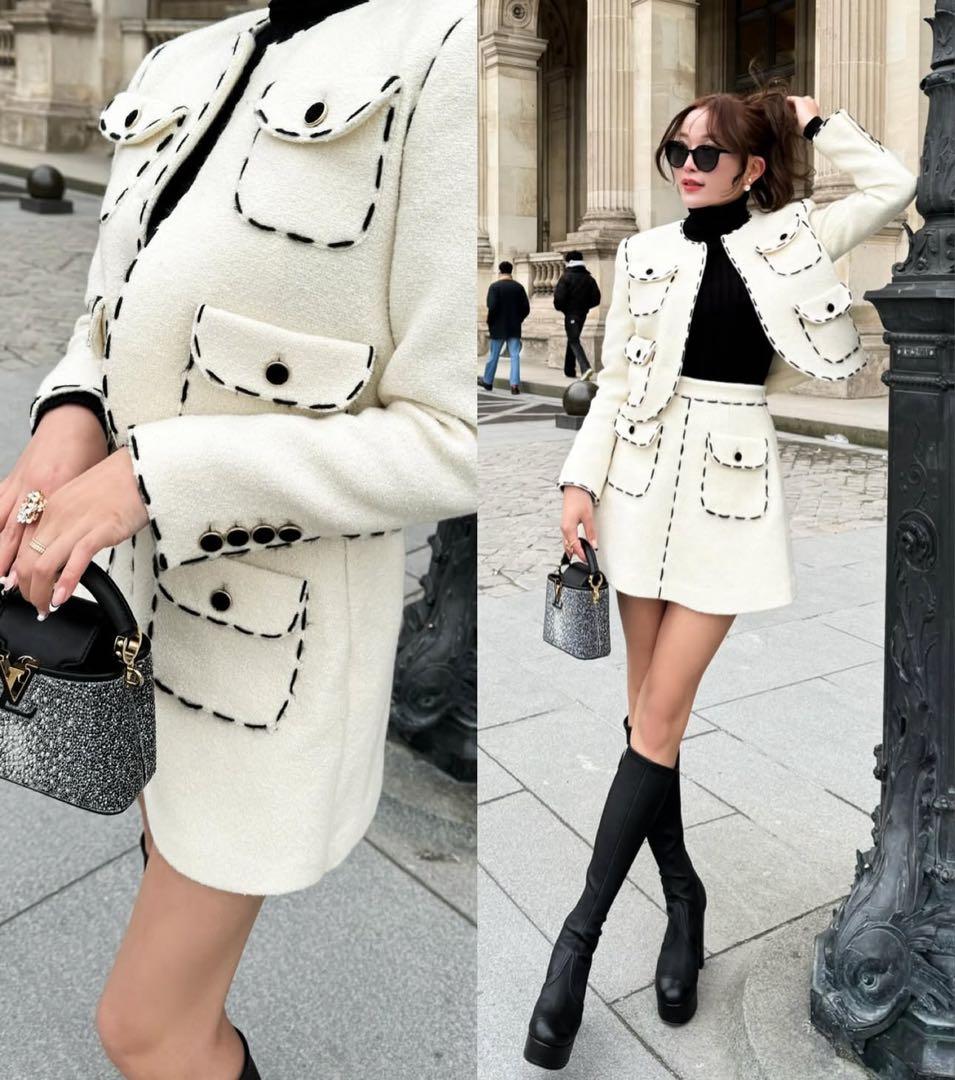 八尋 　shellerシェリエ stitch tweed culottes