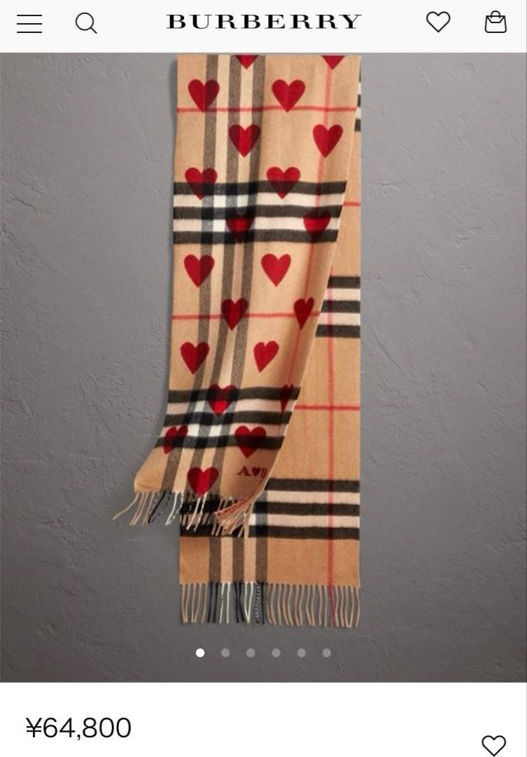 BURBERRY　バーバリー　マフラー　カシミア100％　ハート赤　美品